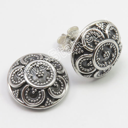 Sterling Silver Anitque Style Stud Earrings