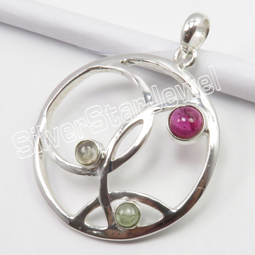 Mixed Tourmaline Chakra Pendant